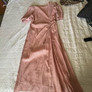 Zara Pink Checkered Long Sleeve Dress